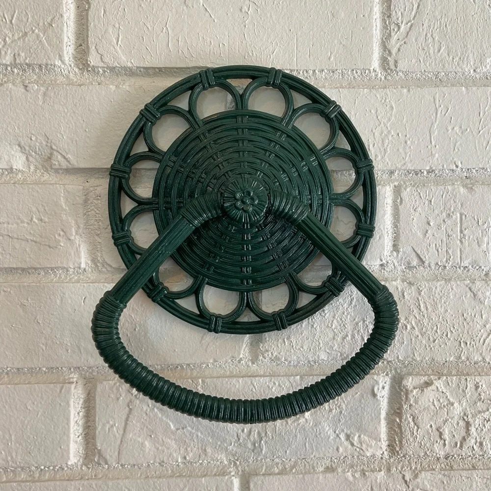 Vintage HOMCO Wicker style Towel Holder BOHO, Ring Towel Holder bathroom Decor